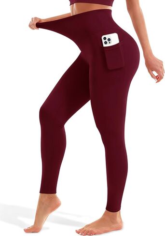 Blue Breath Leggings with Pockets for Women-High Waisted Full Length Yoga Pants Tummy Control Workout Athletic Daily in Saudi Arabia