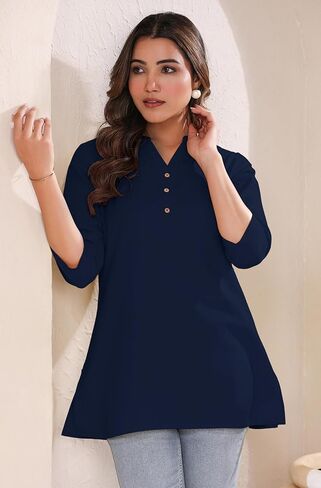 Janasya Women's Cotton Yellow Solid Casual Wear Top for Women in Kuwait