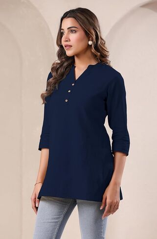 Janasya Women's Cotton Yellow Solid Casual Wear Top for Women in Kuwait