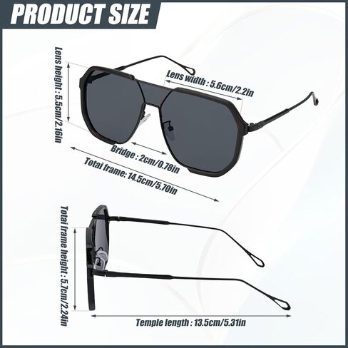 JATEBI 3 Pcs Retro Oversized Aviator Sunglasses for Women Men Square Semi Rimless Aviator Sun Glasses 70s Vintage Trendy Shades in Kuwait