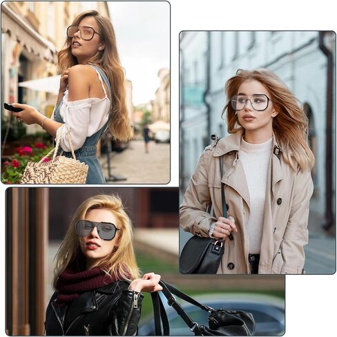JATEBI 3 Pcs Retro Oversized Aviator Sunglasses for Women Men Square Semi Rimless Aviator Sun Glasses 70s Vintage Trendy Shades in Kuwait