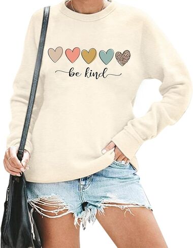 Be Kind Sweatshirt for Women Inspirational Casual Long Sleeve Pullover Crewneck Loose Fit Teacher Kindness Tops in Kuwait