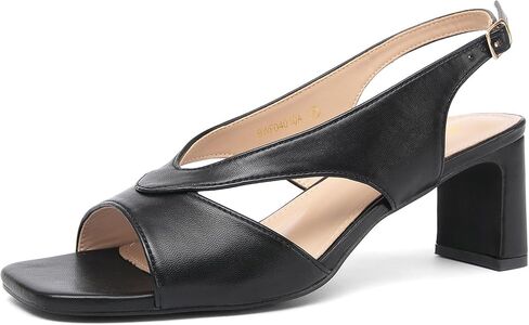 صنادل نسائية بكعب مربع من NEWBELLA - أحذية رسمية بحزام خلفي للعمل وملابس الصيف in Kuwait