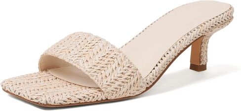 Ancomafio صنادل كعب هريرة الرافية بكعب منخفض 2 بوصة صنادل مربعة مفتوحة من الأمام للنساء سهلة الارتداء في الصيف أحذية كاجوال للعطلات in Kuwait