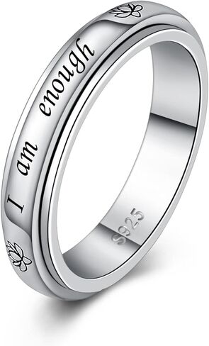 JLYY Sterling Silver Fidget Spinner Ring Anxiety Worry Relieving Stress Boredom ADHD Autism Band Spinning Rings for Women Men in Saudi Arabia