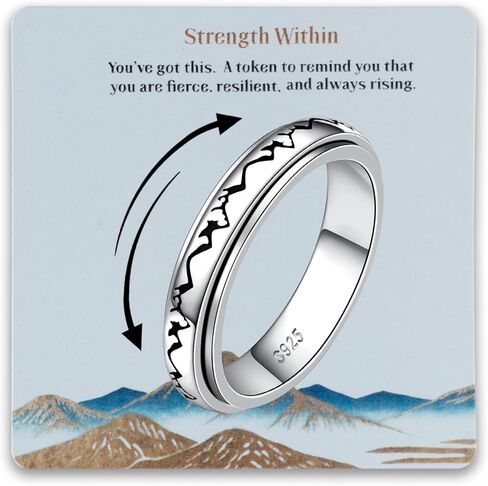 JLYY Sterling Silver Fidget Spinner Ring Anxiety Worry Relieving Stress Boredom ADHD Autism Band Spinning Rings for Women Men in Saudi Arabia