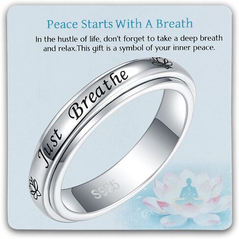 JLYY Sterling Silver Fidget Spinner Ring Anxiety Worry Relieving Stress Boredom ADHD Autism Band Spinning Rings for Women Men in Saudi Arabia