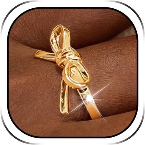 HUASAI Gold Bow Rings for Women Chunky Gold Bow Stuff Jewelry Dainty Statement Ring Stackable Thumb Band Trendy Jewelry Gifts Adjustable Fashion Accessories in Saudi Arabia