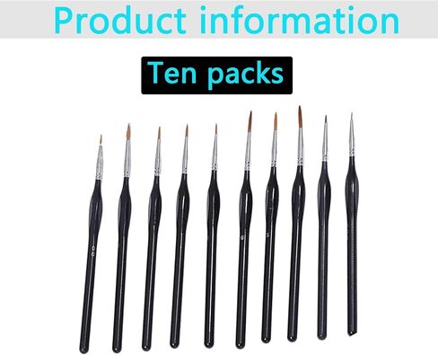 Set of 10 Fine Detail Paint Brushes for Acrylic Oil Watercolor Painting Round Tip Liner Art Brushes for Miniature Canvas Models in Saudi Arabia