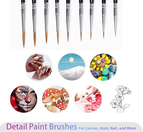 Set of 10 Fine Detail Paint Brushes for Acrylic Oil Watercolor Painting Round Tip Liner Art Brushes for Miniature Canvas Models in Saudi Arabia