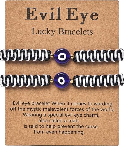 سوار عين الشر للنساء والرجال مصنوع يدويًا بسلسلة حمراء مضفرة تميمة قابلة للتعديل لحماية الصداقة مجوهرات الحظ السعيد in Kuwait
