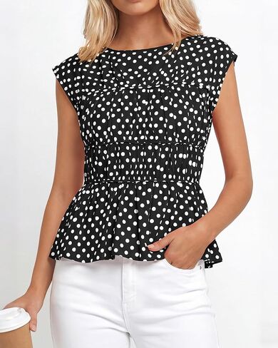 BTFBM Casual Short Sleeve Shirts Summer 2026 Going Out Tops for Women Trendy Polka Dots Work Blouses Tunics in Saudi Arabia