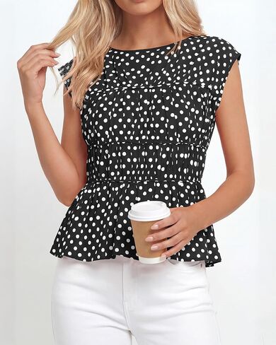 BTFBM Casual Short Sleeve Shirts Summer 2026 Going Out Tops for Women Trendy Polka Dots Work Blouses Tunics in Saudi Arabia