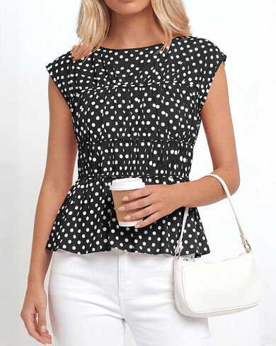 BTFBM Casual Short Sleeve Shirts Summer 2026 Going Out Tops for Women Trendy Polka Dots Work Blouses Tunics in Saudi Arabia