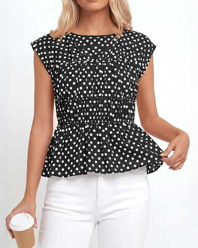 BTFBM Casual Short Sleeve Shirts Summer 2026 Going Out Tops for Women Trendy Polka Dots Work Blouses Tunics in Saudi Arabia