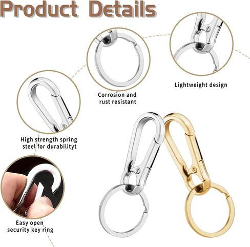 Key Chain Rings Clip,Key Rings for Car Keys,Key Chains Women Cute,Keychains for Women Clip,Carabiner for Keys(Gold+Silver) in Kuwait