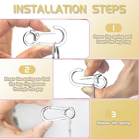 Key Chain Rings Clip,Key Rings for Car Keys,Key Chains Women Cute,Keychains for Women Clip,Carabiner for Keys(Gold+Silver) in Kuwait