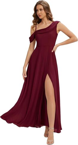 Ever-Pretty Women's One Shoulder Bridesmaid Dress Short Sleeves Chiffon A-Line Formal Wedding Guest Dresses 02704 in Saudi Arabia