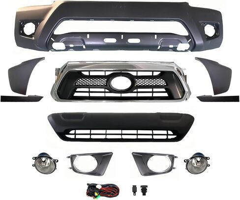 Tacoma Bumper Set - Front Bumper Cover Kit with Grille & Fog Lights w/o Wheel Opening Flares Fits 2012 2013 2014 2015 Toyota Tacoma Base/Pre Runner in Saudi Arabia
