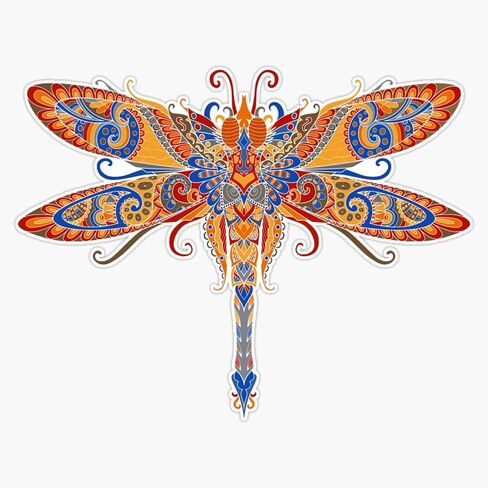 Beautiful Ornate Dragonfly Art Vinyl Sticker Waterproof Bumper Sticker Laptop Window Decal 5'', LEU3-SM-STICKERS-3504 in Saudi Arabia