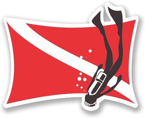 NI4062-Pack علم الغوص مع ملصق فينيل للغواص | 5 بوصة في 3 بوصة in Kuwait