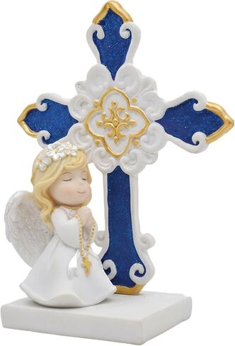 Comfy Hour Faith and Hope Collection Praying Girl Angel with Rosary Figurine, Cross Keepsake, My First Communion, Polyresin in Kuwait