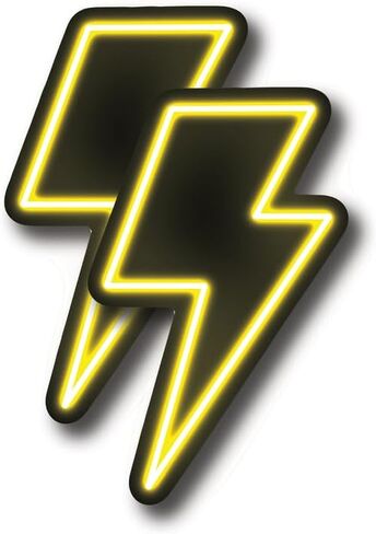 ملصقات بتصميم Lightning Bolt Neon Retro - ملصقات ممتصة للصدمات من الفينيل عالية الجودة عبوة من قطعتين | 5 بوصة على الجانب الأوسع | صنع في الولايات المتحدة الأمريكية - FHJ548 in Saudi Arabia