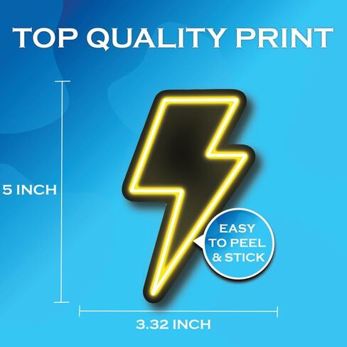 ملصقات بتصميم Lightning Bolt Neon Retro - ملصقات ممتصة للصدمات من الفينيل عالية الجودة عبوة من قطعتين | 5 بوصة على الجانب الأوسع | صنع في الولايات المتحدة الأمريكية - FHJ548 in Saudi Arabia