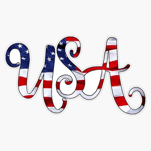 United States Of America On American Flag Curvy Sticker Vinyl Waterproof Sticker Decal Car Laptop Wall Window Bumper Sticker 5" in Saudi Arabia
