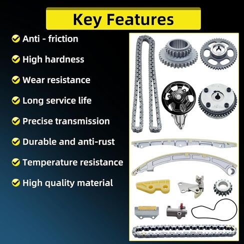 2.4L Engine Timing Chain Kit for Honda Accord 03 2003-2007 CRV 2002-2008 2009 Element 2003-2011, for Acura TSX 2004-2008 2.4 L4 Code K24A8 K24A1 K24A4 Timing Chain Water Pump VVT Sprocket in Kuwait