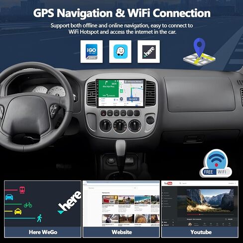 2G+32G Android 13 Car Radio Stereo for Ford Escape 2001-2007 with Wireless CarPlay Android Auto 9" Touch Screen Radio with GPS Navigation WiFi Bluetooth FM RDS HD Backup Camera Head Unit in Saudi Arabia