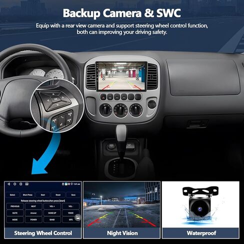 2G+32G Android 13 Car Radio Stereo for Ford Escape 2001-2007 with Wireless CarPlay Android Auto 9" Touch Screen Radio with GPS Navigation WiFi Bluetooth FM RDS HD Backup Camera Head Unit in Saudi Arabia