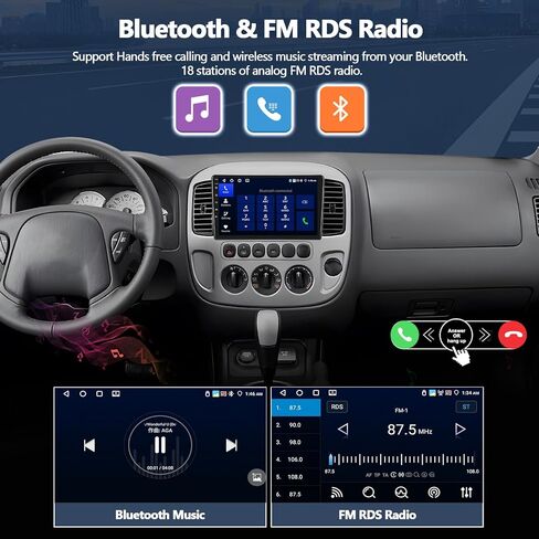 2G+32G Android 13 Car Radio Stereo for Ford Escape 2001-2007 with Wireless CarPlay Android Auto 9" Touch Screen Radio with GPS Navigation WiFi Bluetooth FM RDS HD Backup Camera Head Unit in Saudi Arabia
