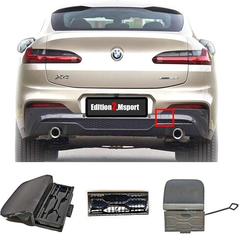 2in1 Rear Tow Cover for 18-21 BMW X4 G02 M Aerodynamics Fit 20dX 20iX 25dX 30dX 30iX M40dX M40ix xDrive sDrive 2018 2019 2020 2021 SAC Bumper Towing Hook Eye Cap in Saudi Arabia