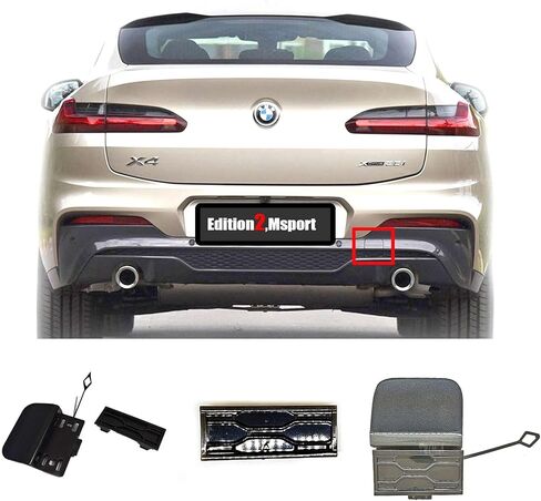 2in1 Rear Tow Cover for 18-21 BMW X4 G02 M Aerodynamics Fit 20dX 20iX 25dX 30dX 30iX M40dX M40ix xDrive sDrive 2018 2019 2020 2021 SAC Bumper Towing Hook Eye Cap in Kuwait