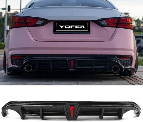 Car Rear Bumper Diffuser Lip Kit with LED Light Black for Nissan Altima 2019-2022 in Kuwait