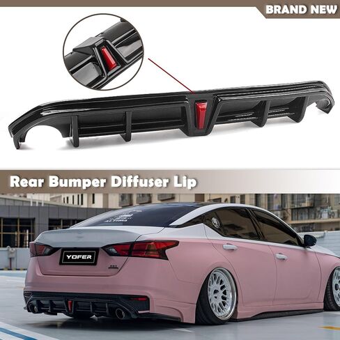 Car Rear Bumper Diffuser Lip Kit with LED Light Black for Nissan Altima 2019-2022 in Kuwait