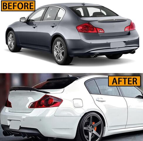 Rear Trunk Spoiler Wing and Rear Window Roof Spoiler Compatible with Infiniti G37 G25 2007-2015 4 Doors Sedan High Kick Duckbill R Style Splitter Wing Lip Rear Roof Window Spoiler in Kuwait