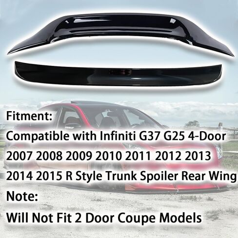 Rear Trunk Spoiler Wing and Rear Window Roof Spoiler Compatible with Infiniti G37 G25 2007-2015 4 Doors Sedan High Kick Duckbill R Style Splitter Wing Lip Rear Roof Window Spoiler in Kuwait