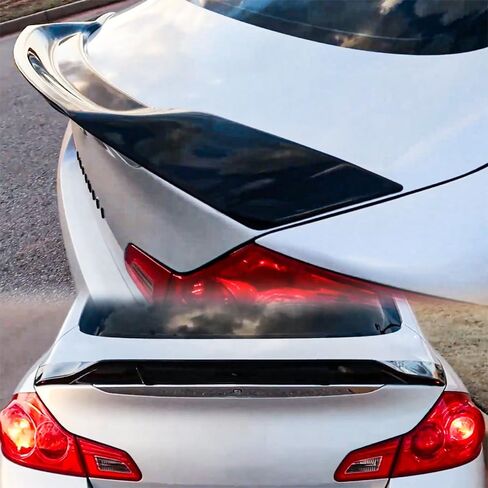 Rear Trunk Spoiler Wing and Rear Window Roof Spoiler Compatible with Infiniti G37 G25 2007-2015 4 Doors Sedan High Kick Duckbill R Style Splitter Wing Lip Rear Roof Window Spoiler in Kuwait