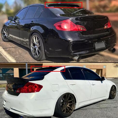 Rear Trunk Spoiler Wing and Rear Window Roof Spoiler Compatible with Infiniti G37 G25 2007-2015 4 Doors Sedan High Kick Duckbill R Style Splitter Wing Lip Rear Roof Window Spoiler in Kuwait
