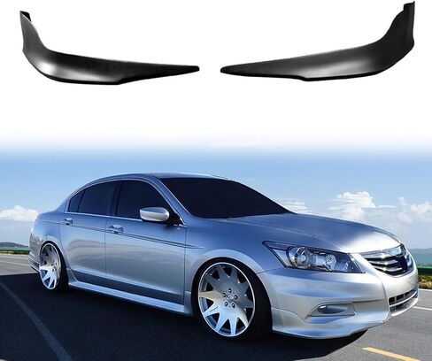 Front Bumper Lip Compatible with 2011-2012 Honda Accord Sedan 4-Door, Unpainted Black OE Factory Style Polypropylene Front Lower Chin Spoiler Protector, 2 PC in Kuwait