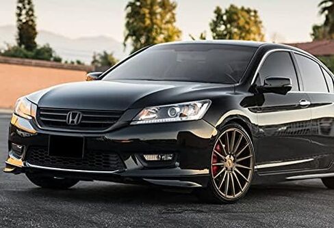 Front Bumper Lip fit for compatible with 2013-2015 Honda Accord 4-DOORSedan Only, Front Bumper Lip Spoiler Air Chin Body Kit Splitter Unpainted Matt Black ABS, 2014 (HFP-Style) in Kuwait