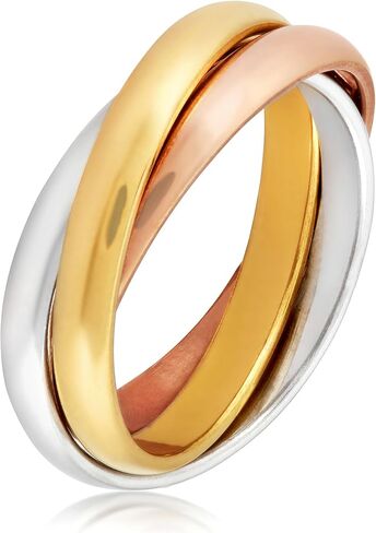 West Coast Jewelry ELYA Women's Intertwined Triple Band Tri-Color Steel Ring - Sizes 4-9 in Saudi Arabia