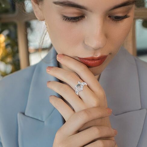 KZX Sea Turtle Ring 925 Sterling Silver Moss Agate Turtle Ring Jewelry Gift for Women Size 6/7/8/9 in Saudi Arabia