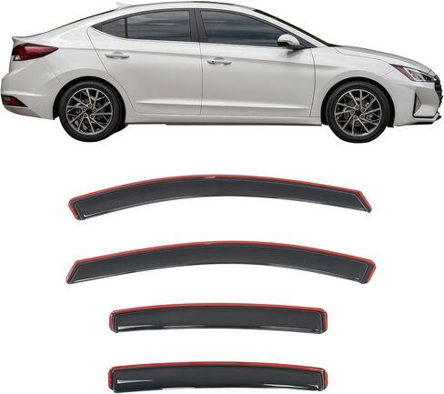 IKON MOTORSPORTS in Channel Window Visors Compatible with 2017-2020 Hyundai Elantra Sedan, Slim Style Acrylic Smoke Rain Guards, Side Window Wind Deflectors 4PCS in Saudi Arabia