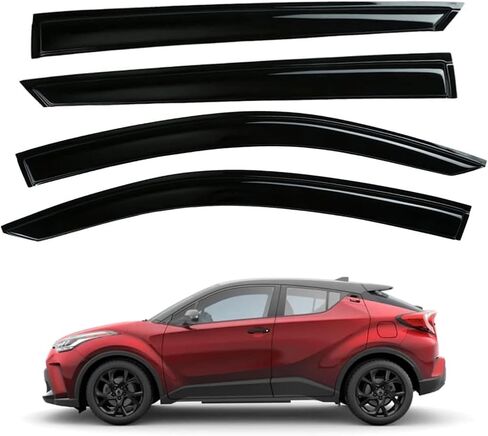 AGAATI for Toyota C-HR CHR 2018 2019 2020 2021 2022 أقنعة نافذة جانبية منحرفة للرياح، 4 قطع من واقيات المطر للزجاج الأمامي الخلفي وغطاء تهوية مقاوم للماء وحواف متينة من ملحقات السيارة in Kuwait