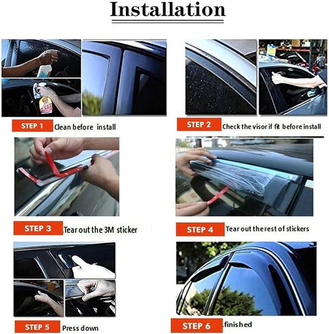 AGAATI for Toyota C-HR CHR 2018 2019 2020 2021 2022 أقنعة نافذة جانبية منحرفة للرياح، 4 قطع من واقيات المطر للزجاج الأمامي الخلفي وغطاء تهوية مقاوم للماء وحواف متينة من ملحقات السيارة in Kuwait