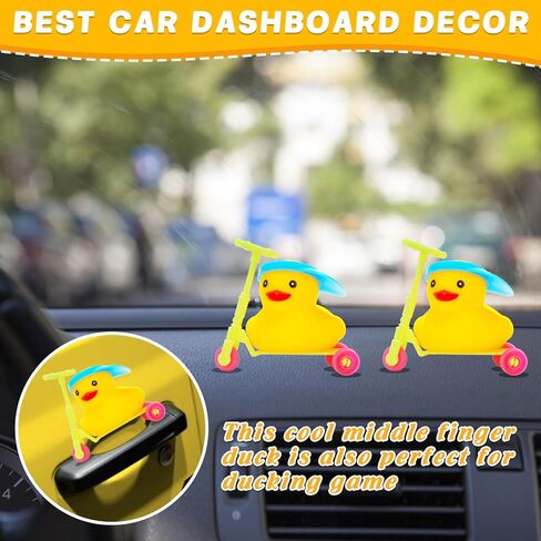 Yellow Rubber Duck with Mini Scooter,Cute Car Dashboard Decoration Squeaky Duck for Jeep Ducking Party Favors Ducky with Blue Hat in Kuwait