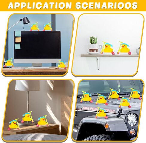 Yellow Rubber Duck with Mini Scooter,Cute Car Dashboard Decoration Squeaky Duck for Jeep Ducking Party Favors Ducky with Blue Hat in Kuwait